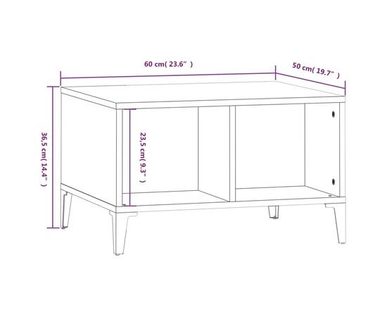 Măsuță de cafea, gri sonoma, 60x50x36,5 cm, lemn prelucrat, 8 image