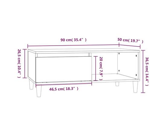 Măsuță de cafea, stejar maro, 90x50x36,5 cm, lemn prelucrat, 9 image