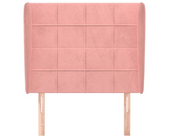 Tăblie de pat cu aripioare, roz, 103x23x118/128 cm, catifea, 3 image