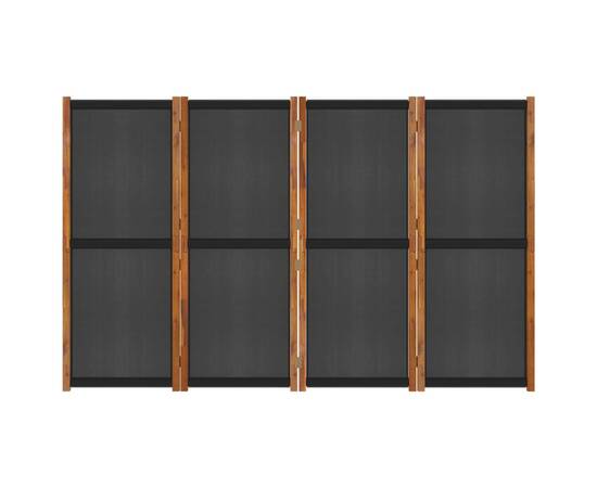 Paravan de cameră cu 4 panouri, negru, 280x180 cm, 6 image