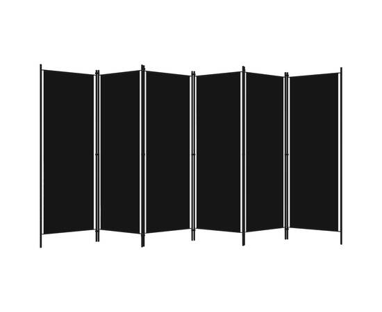 Paravan de cameră cu 6 panouri, negru, 300 x 180 cm, 2 image