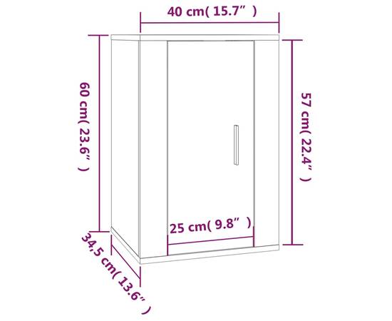 Dulap tv montat pe perete, gri sonoma, 40x34,5x60 cm, 11 image