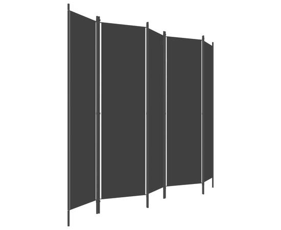 Paravan de cameră cu 5 panouri, negru, 250 x 180 cm, 3 image