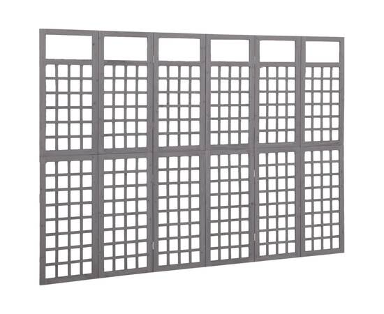 Separator cameră cu 6 panouri gri 242,5x180 cm nuiele lemn brad, 3 image