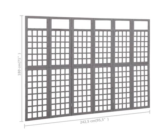 Separator cameră cu 6 panouri gri 242,5x180 cm nuiele lemn brad, 6 image