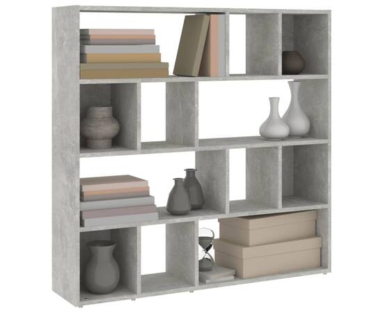 Bibliotecă/separator cameră, gri beton, 105x24x102 cm, 4 image