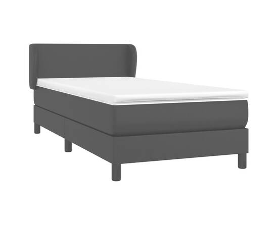 Pat box spring cu saltea, negru, 90x190 cm, piele ecologică, 3 image