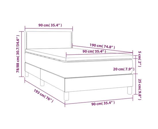 Pat box spring cu saltea, negru, 90x190 cm, piele ecologică, 7 image