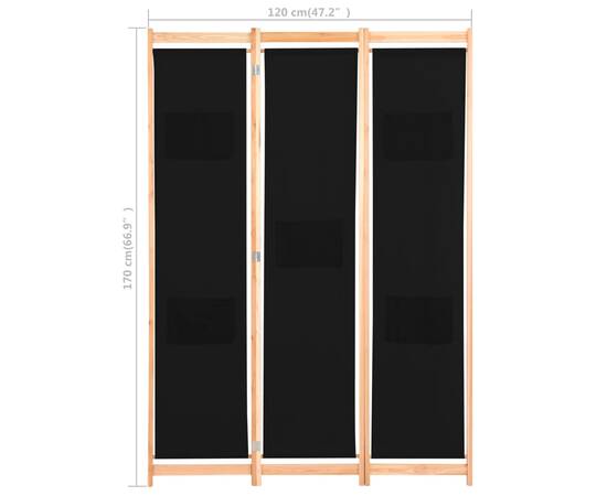 Paravan de cameră cu 3 panouri, 120x170x4 cm, textil, 8 image