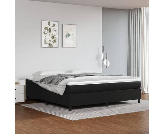 Cadru de pat box spring, negru, 200x200 cm, piele ecologică