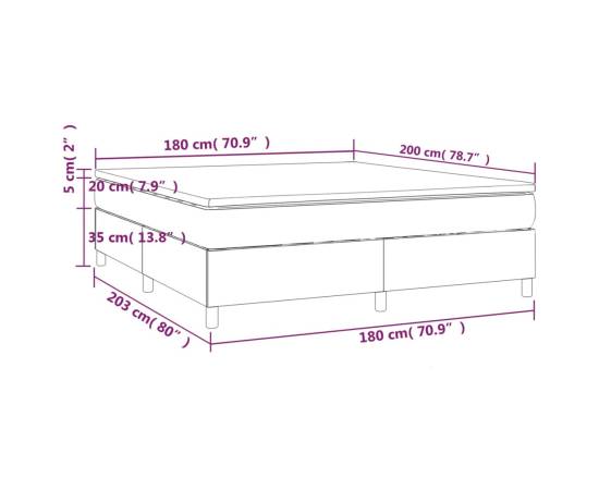 Pat box spring cu saltea, alb, 180x200 cm, piele ecologică, 10 image