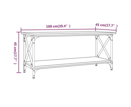 Măsuță cafea, stejar sonoma 100x45x45 cm lemn prelucrat și fier, 8 image