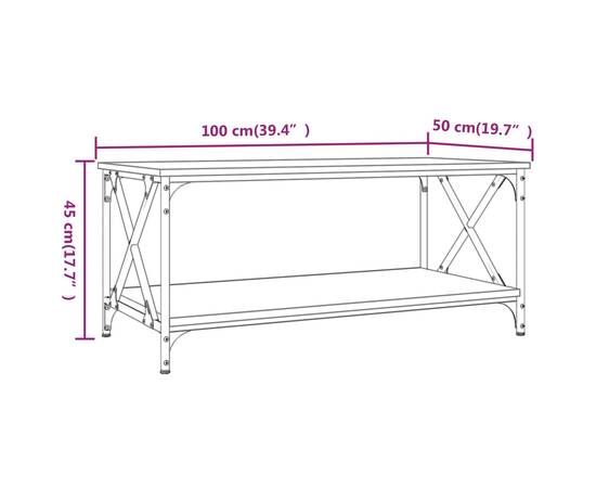 Măsuță cafea, stejar sonoma 100x50x45 cm lemn prelucrat și fier, 8 image