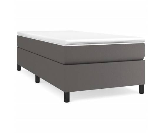 Pat box spring cu saltea, gri, 90x190 cm, piele ecologică, 2 image