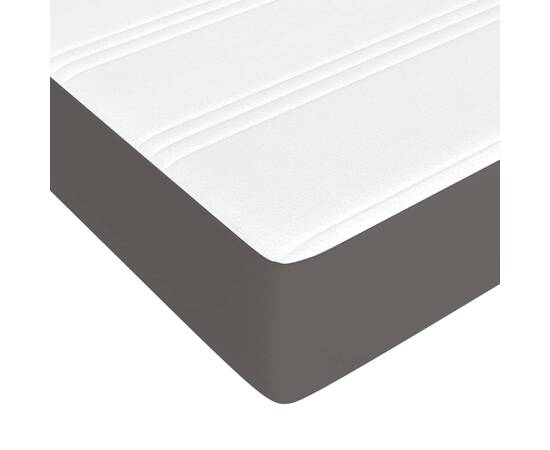 Pat box spring cu saltea, gri, 90x190 cm, piele ecologică, 8 image