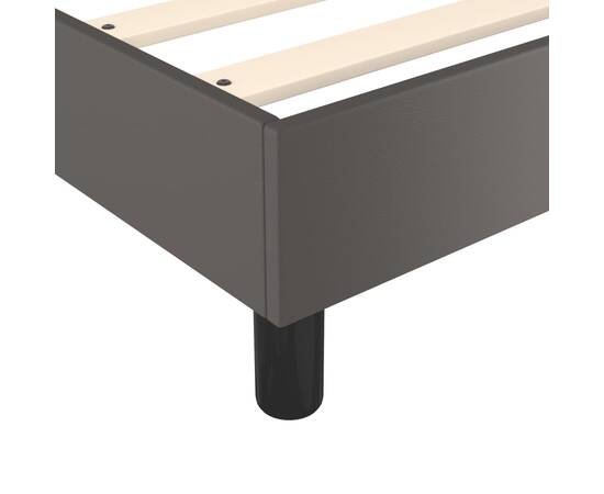 Pat box spring cu saltea, gri, 90x190 cm, piele ecologică, 7 image