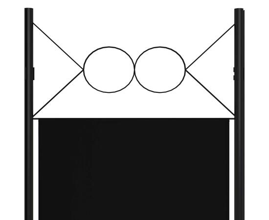 Paravan de cameră cu 3 panouri, negru, 120 x 180 cm, 5 image