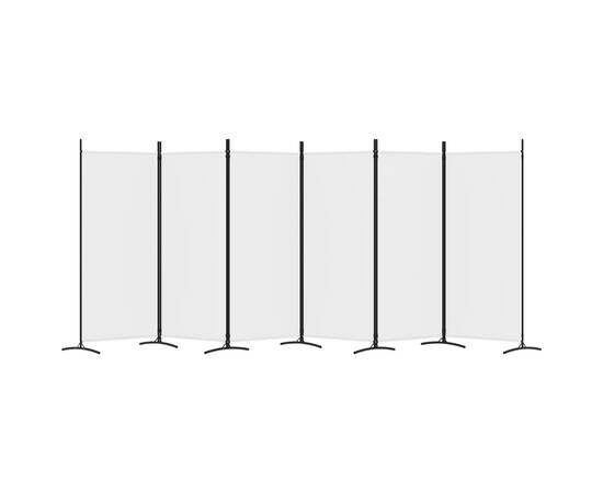 Paravan cameră cu 6 panouri, alb, 520x180 cm, textil, 4 image