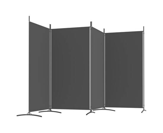 Paravan de cameră cu 4 panouri, negru, 346x180 cm, textil, 5 image
