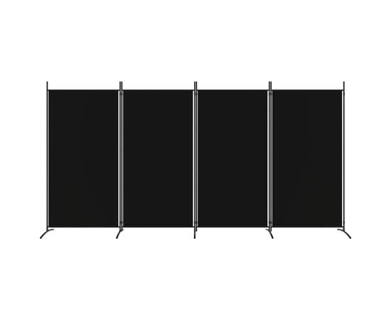 Paravan de cameră cu 4 panouri, negru, 346x180 cm, textil, 3 image