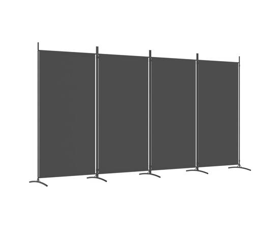 Paravan de cameră cu 4 panouri, negru, 346x180 cm, textil, 2 image