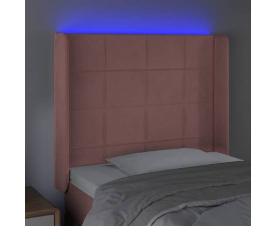 Tăblie de pat cu led, roz, 103x16x118/128 cm, catifea, 4 image
