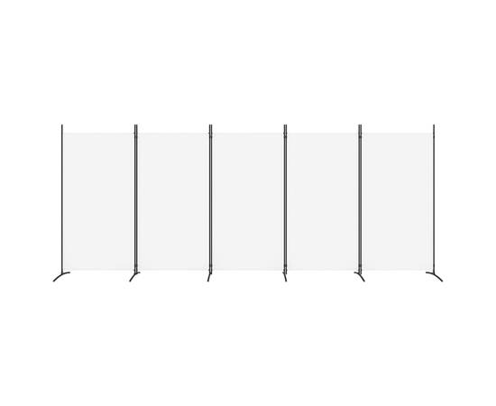 Paravan de cameră cu 5 panouri, alb, 433x180 cm, textil, 3 image
