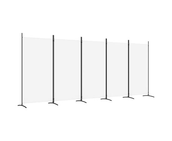 Paravan de cameră cu 5 panouri, alb, 433x180 cm, textil, 2 image