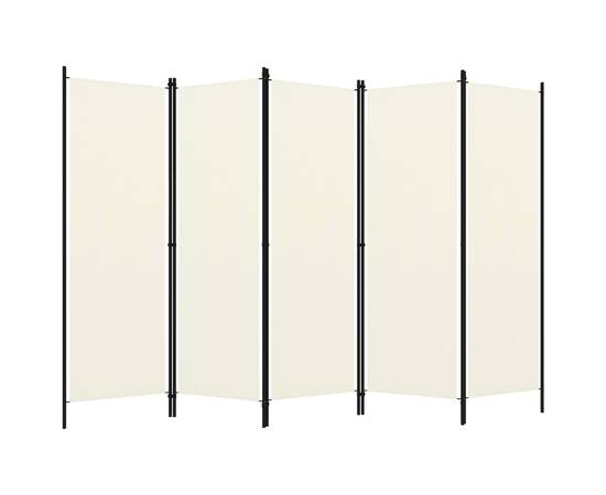 Paravan de cameră cu 5 panouri, alb crem, 250 x 180 cm, 2 image