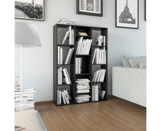 Separator cameră/bibliotecă, negru, 100x24x140 cm, pal