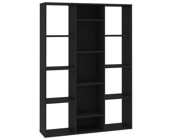 Separator cameră/bibliotecă, negru, 100x24x140 cm, pal, 2 image