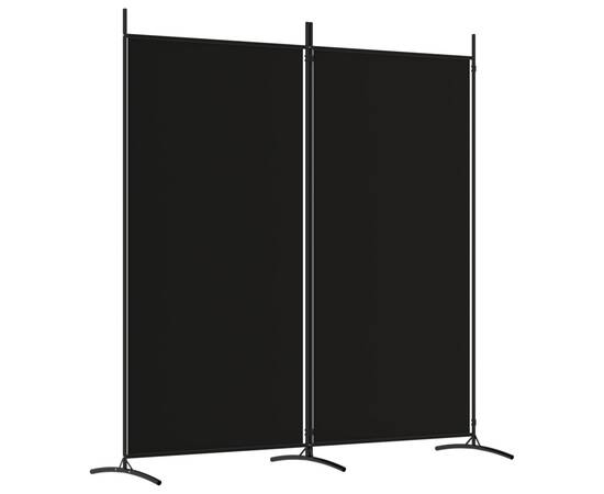 Paravan de cameră cu 2 panouri, negru, 175x180 cm, textil, 2 image