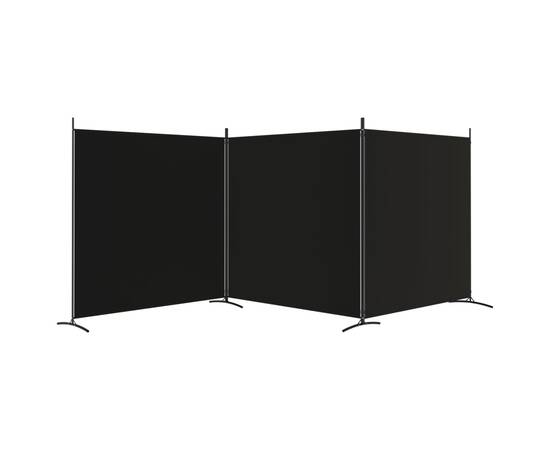 Paravan de cameră cu 3 panouri, negru, 525x180 cm, textil, 4 image
