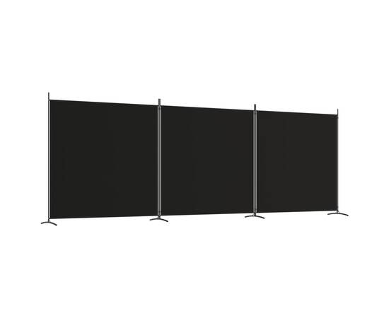 Paravan de cameră cu 3 panouri, negru, 525x180 cm, textil, 2 image