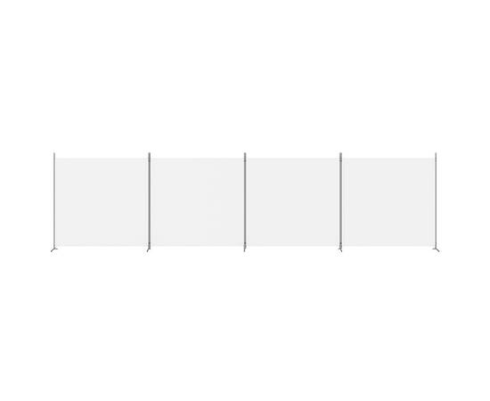 Paravan de cameră cu 4 panouri, alb, 698x180 cm, textil, 3 image