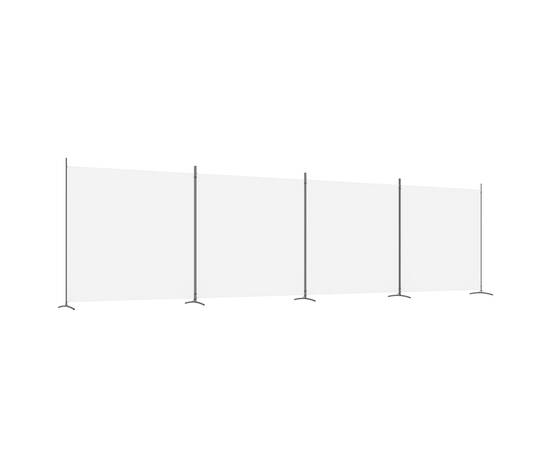 Paravan de cameră cu 4 panouri, alb, 698x180 cm, textil, 2 image