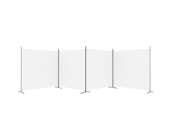 Paravan de cameră cu 4 panouri, alb, 698x180 cm, textil, 5 image