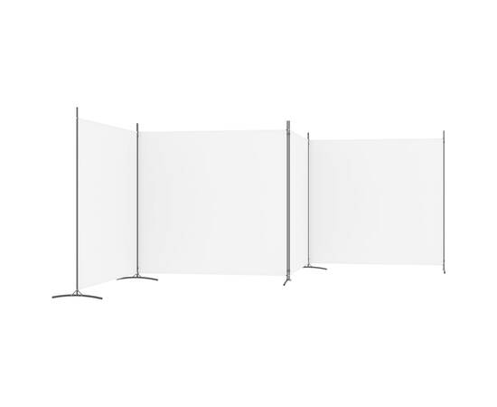 Paravan de cameră cu 4 panouri, alb, 698x180 cm, textil, 4 image