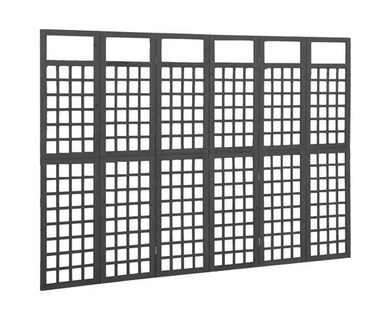 Separator cameră 6 panouri negru 242,5x180 cm nuiele/lemn brad, 2 image