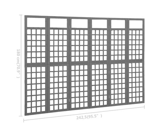 Separator cameră 6 panouri negru 242,5x180 cm nuiele/lemn brad, 6 image