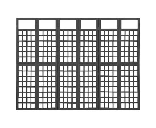 Separator cameră 6 panouri negru 242,5x180 cm nuiele/lemn brad, 3 image
