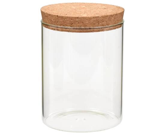 Borcane din sticlă depozitare, capac de plută, 6 buc., 650 ml, 3 image