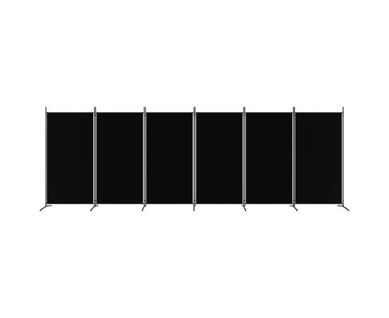 Paravan de cameră cu 6 panouri, negru, 520x180 cm, textil, 3 image