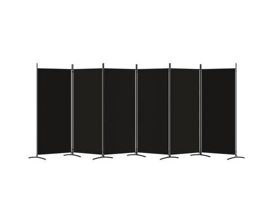 Paravan de cameră cu 6 panouri, negru, 520x180 cm, textil, 4 image