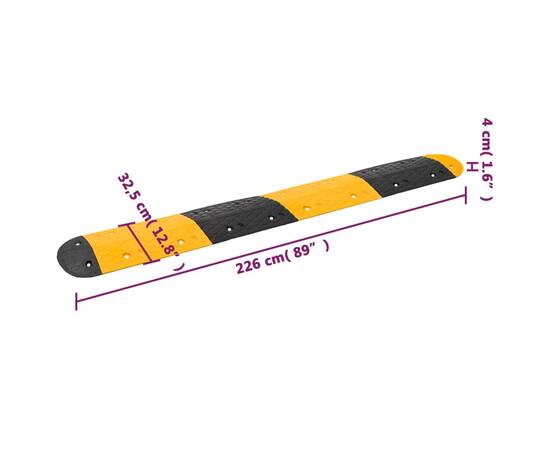 Prag limitator de viteză galben&negru, 226x32,5x4 cm, cauciuc, 10 image