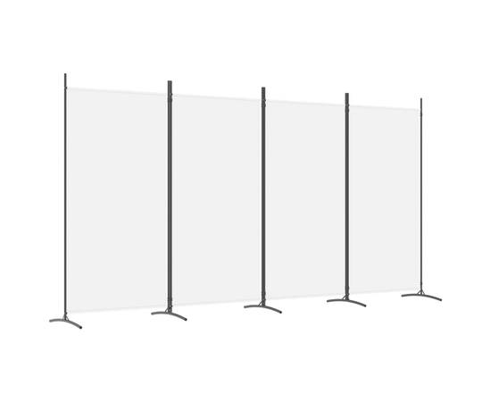 Paravan de cameră cu 4 panouri, alb, 346x180 cm, textil, 2 image