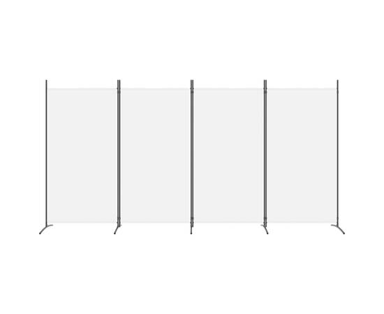 Paravan de cameră cu 4 panouri, alb, 346x180 cm, textil, 3 image