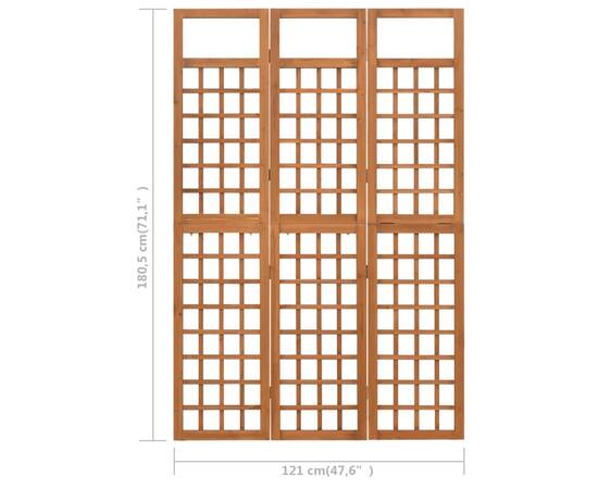 Separator cameră cu 3 panouri, 121x180,5 cm, nuiele lemn brad, 7 image