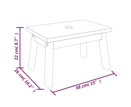 Taburet cu 1 treaptă, 38x26x22 cm, lemn masiv de acacia, 8 image