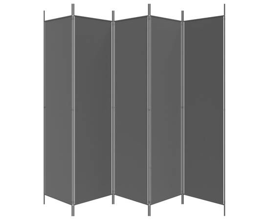 Paravan de cameră cu 5 panouri, negru, 250x200 cm, textil, 4 image